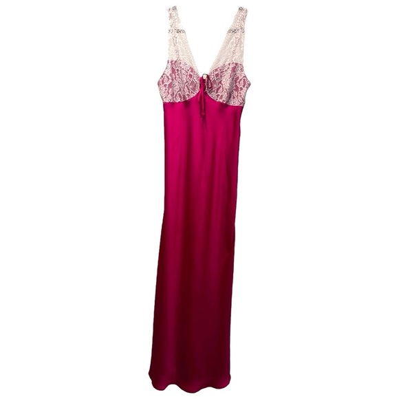 Free People Intimately Lace & Satin Maxi Slip Dress | Fuchsia Pink | Size S - Picture 3 of 9